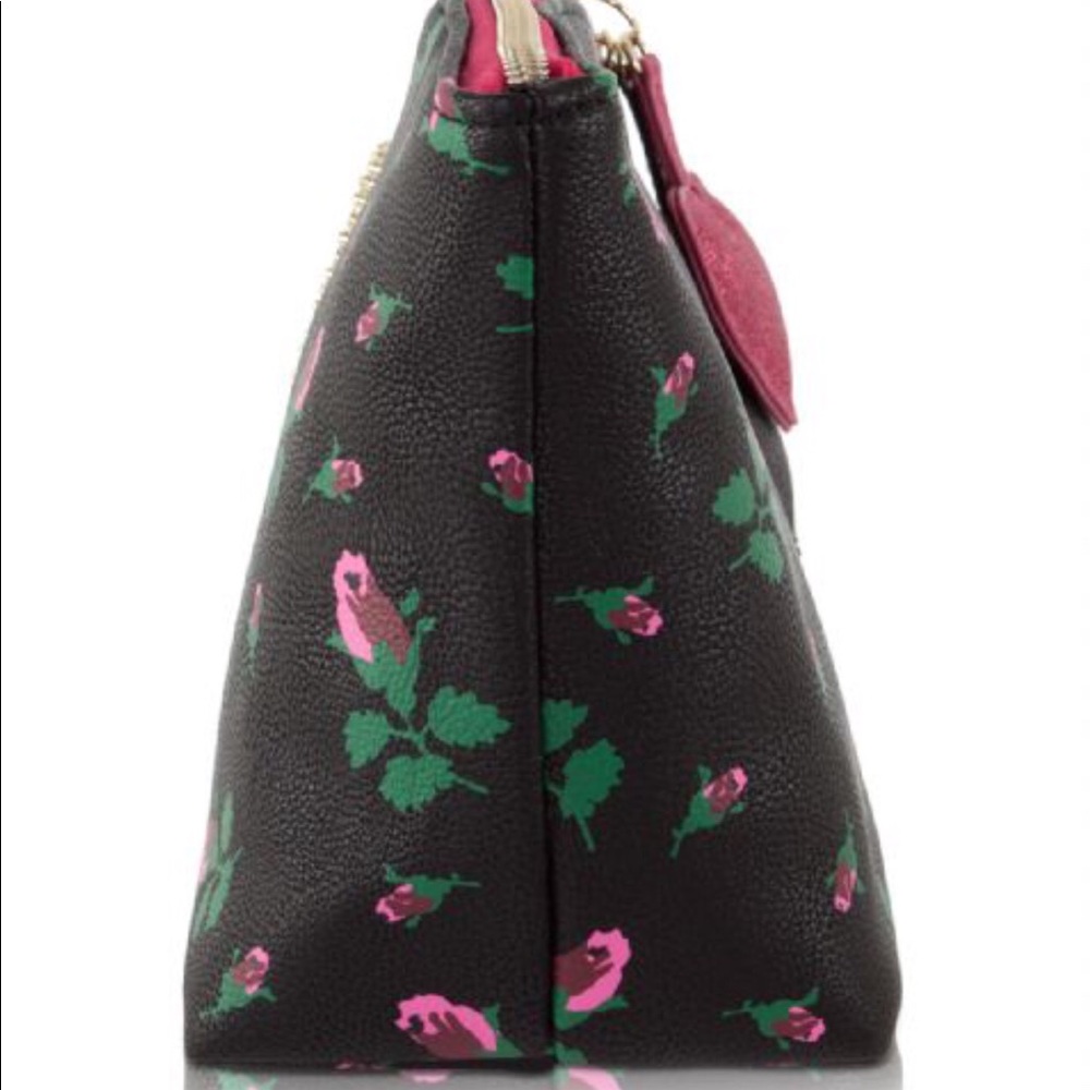 Betsey Johnson Rosebud Clam Pouch Cosmetics Case - Picture 3 of 5